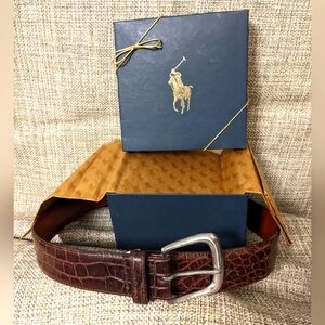 Polo by Ralph Lauren Alligator Sterling designer belt 28 w box Beverly Hills